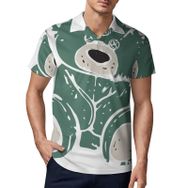 AILLOSA TH-344 3D Baskılı Desen Kısa Kollu Polo Yaka Erkek T-shirt