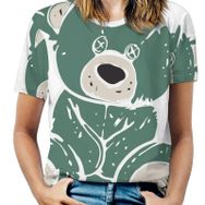 AILLOSA TH-344 Tamamı Baskılı Kısa Kollu Yuvarlak Yaka Kadın T-shirt