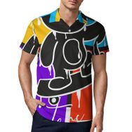 AILLOSA TH-347 3D Baskılı Desen Kısa Kollu Polo Yaka Erkek T-shirt