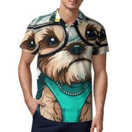 AILLOSA TH-348 3D Baskılı Desen Kısa Kollu Polo Yaka Erkek T-shirt