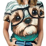 AILLOSA TH-348 Tamamı Baskılı Kısa Kollu Yuvarlak Yaka Kadın T-shirt