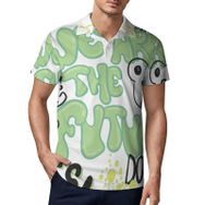 AILLOSA TH-349 3D Baskılı Desen Kısa Kollu Polo Yaka Erkek T-shirt