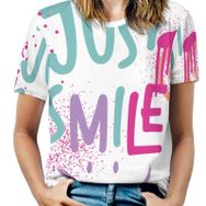 AILLOSA TH-350 Tamamı Baskılı Kısa Kollu Yuvarlak Yaka Kadın T-shirt