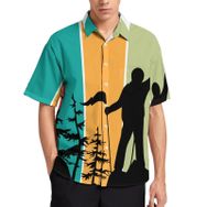 AILLOSA TH-354 Aloha Hawaii 3D Desen Kısa Kollu Erkek Gömlek