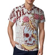AILLOSA TH-356 3D Baskılı Desen Kısa Kollu Polo Yaka Erkek T-shirt