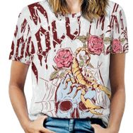 AILLOSA TH-356 Tamamı Baskılı Kısa Kollu Yuvarlak Yaka Kadın T-shirt