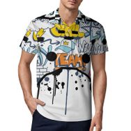 AILLOSA TH-359 3D Baskılı Desen Kısa Kollu Polo Yaka Erkek T-shirt