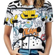 AILLOSA TH-359 Tamamı Baskılı Kısa Kollu Yuvarlak Yaka Kadın T-shirt