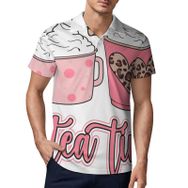 AILLOSA TH-360 3D Baskılı Desen Kısa Kollu Polo Yaka Erkek T-shirt