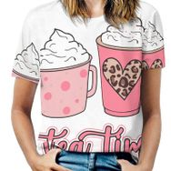 AILLOSA TH-360 Tamamı Baskılı Kısa Kollu Yuvarlak Yaka Kadın T-shirt
