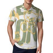 AILLOSA TH-361 3D Baskılı Desen Kısa Kollu Polo Yaka Erkek T-shirt