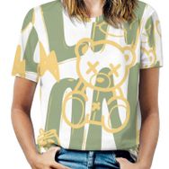 AILLOSA TH-361 Tamamı Baskılı Kısa Kollu Yuvarlak Yaka Kadın T-shirt