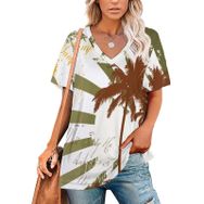 AILLOSA TH-365 Tamamı Baskılı V Yaka Kısa Kollu Kadın T-shirt