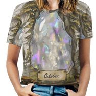 AILLOSA TH-367 Tamamı Baskılı Kısa Kollu Yuvarlak Yaka Kadın T-shirt