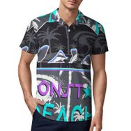 AILLOSA TH-369 3D Baskılı Desen Kısa Kollu Polo Yaka Erkek T-shirt
