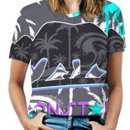 AILLOSA TH-369 Tamamı Baskılı Kısa Kollu Yuvarlak Yaka Kadın T-shirt