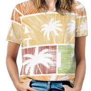 AILLOSA TH-372 Tamamı Baskılı Kısa Kollu Yuvarlak Yaka Kadın T-shirt