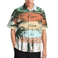 AILLOSA TH-375 Aloha Hawaii 3D Desen Kısa Kollu Erkek Gömlek