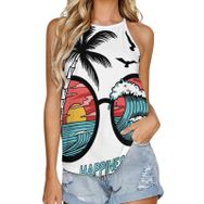 AILLOSA TH-378 Yuvarlak Yaka Kolsuz Kadın T-shirt