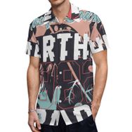 AILLOSA TH-379 Aloha Hawaii 3D Desen Kısa Kollu Erkek Gömlek