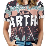 AILLOSA TH-379 Tamamı Baskılı Kısa Kollu Yuvarlak Yaka Kadın T-shirt