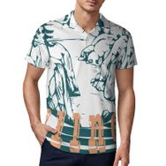 AILLOSA TH-38 3D Baskılı Desen Kısa Kollu Polo Yaka Erkek T-shirt
