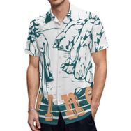 AILLOSA TH-38 Aloha Hawaii 3D Desen Kısa Kollu Erkek Gömlek