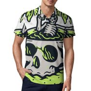AILLOSA TH-380 3D Baskılı Desen Kısa Kollu Polo Yaka Erkek T-shirt