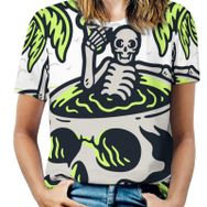AILLOSA TH-380 Tamamı Baskılı Kısa Kollu Yuvarlak Yaka Kadın T-shirt