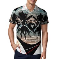 AILLOSA TH-382 3D Baskılı Desen Kısa Kollu Polo Yaka Erkek T-shirt