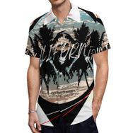 AILLOSA TH-382 Aloha Hawaii 3D Desen Kısa Kollu Erkek Gömlek