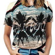 AILLOSA TH-382 Tamamı Baskılı Kısa Kollu Yuvarlak Yaka Kadın T-shirt