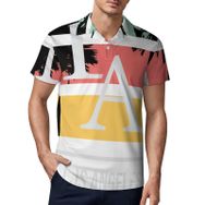 AILLOSA TH-384 3D Baskılı Desen Kısa Kollu Polo Yaka Erkek T-shirt