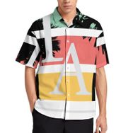 AILLOSA TH-384 Aloha Hawaii 3D Desen Kısa Kollu Erkek Gömlek