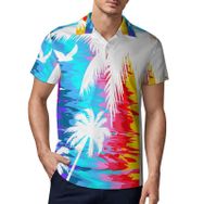 AILLOSA TH-385 3D Baskılı Desen Kısa Kollu Polo Yaka Erkek T-shirt