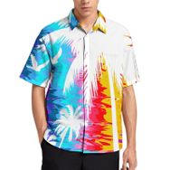 AILLOSA TH-385 Aloha Hawaii 3D Desen Kısa Kollu Erkek Gömlek
