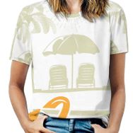AILLOSA TH-386 Tamamı Baskılı Kısa Kollu Yuvarlak Yaka Kadın T-shirt