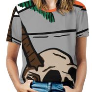 AILLOSA TH-387 Tamamı Baskılı Kısa Kollu Yuvarlak Yaka Kadın T-shirt