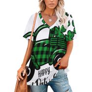 AILLOSA TH-388 Tamamı Baskılı V Yaka Kısa Kollu Kadın T-shirt