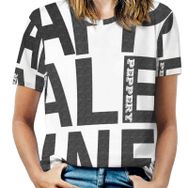 AILLOSA TH-39 Tamamı Baskılı Kısa Kollu Yuvarlak Yaka Kadın T-shirt