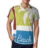 AILLOSA TH-390 3D Baskılı Desen Kısa Kollu Polo Yaka Erkek T-shirt