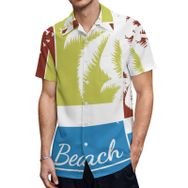 AILLOSA TH-390 Aloha Hawaii 3D Desen Kısa Kollu Erkek Gömlek
