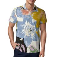 AILLOSA TH-391 3D Baskılı Desen Kısa Kollu Polo Yaka Erkek T-shirt