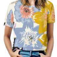 AILLOSA TH-391 Tamamı Baskılı Kısa Kollu Yuvarlak Yaka Kadın T-shirt