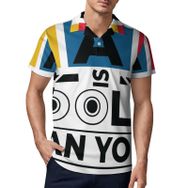 AILLOSA TH-393 3D Baskılı Desen Kısa Kollu Polo Yaka Erkek T-shirt