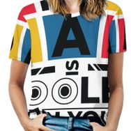 AILLOSA TH-393 Tamamı Baskılı Kısa Kollu Yuvarlak Yaka Kadın T-shirt
