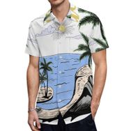 AILLOSA TH-394 Aloha Hawaii 3D Desen Kısa Kollu Erkek Gömlek