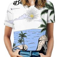 AILLOSA TH-394 Tamamı Baskılı Kısa Kollu Yuvarlak Yaka Kadın T-shirt