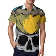 AILLOSA TH-395 3D Baskılı Desen Kısa Kollu Polo Yaka Erkek T-shirt