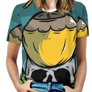 AILLOSA TH-395 Tamamı Baskılı Kısa Kollu Yuvarlak Yaka Kadın T-shirt